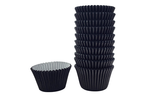 250 pcs 55mm x 50mm Black Jumbo Muffin Cases Greaseproof - Iconic Cake Art
