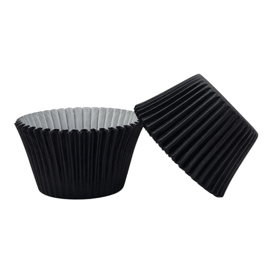 250 pcs 55mm x 50mm Black Jumbo Muffin Cases Greaseproof - Iconic Cake Art