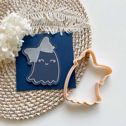 Ghost with Bow Cutter and Debosser Set - Little Biskut