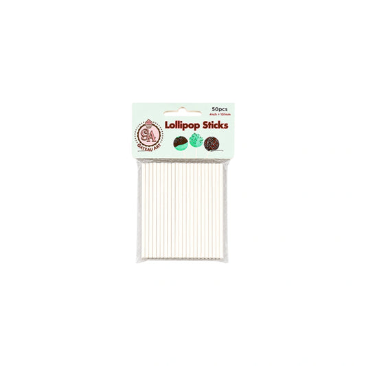 White Lollipop Sticks 4 Inch (50 Pack) - Gateau Art