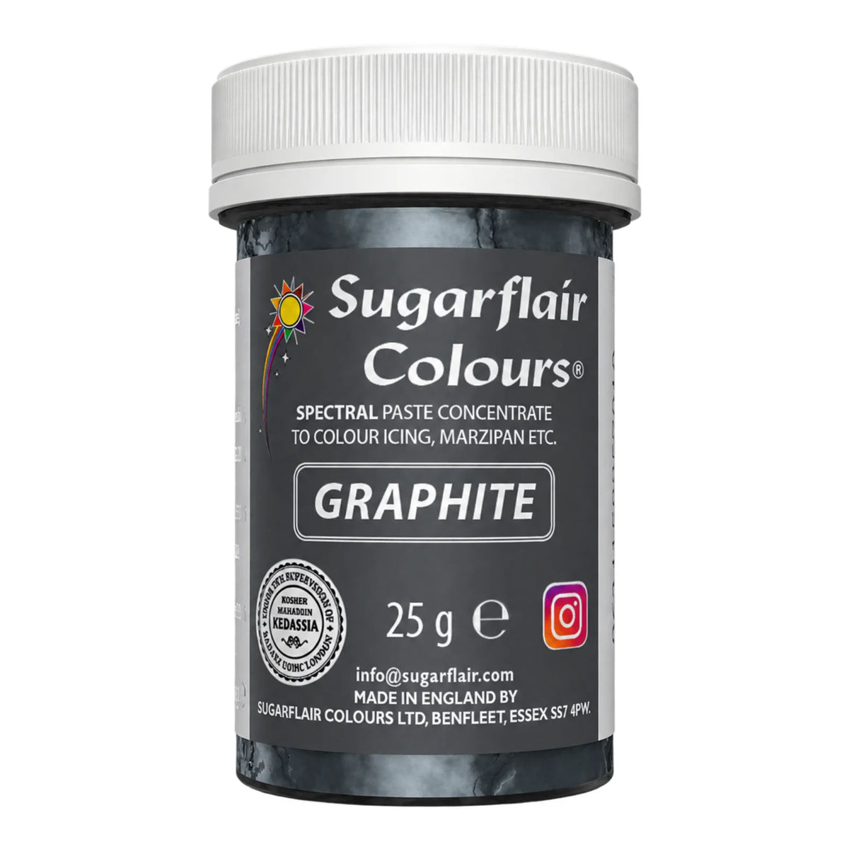 Graphite Spectral Paste - Fondant and Buttercream Colour 25g - Sugarflair