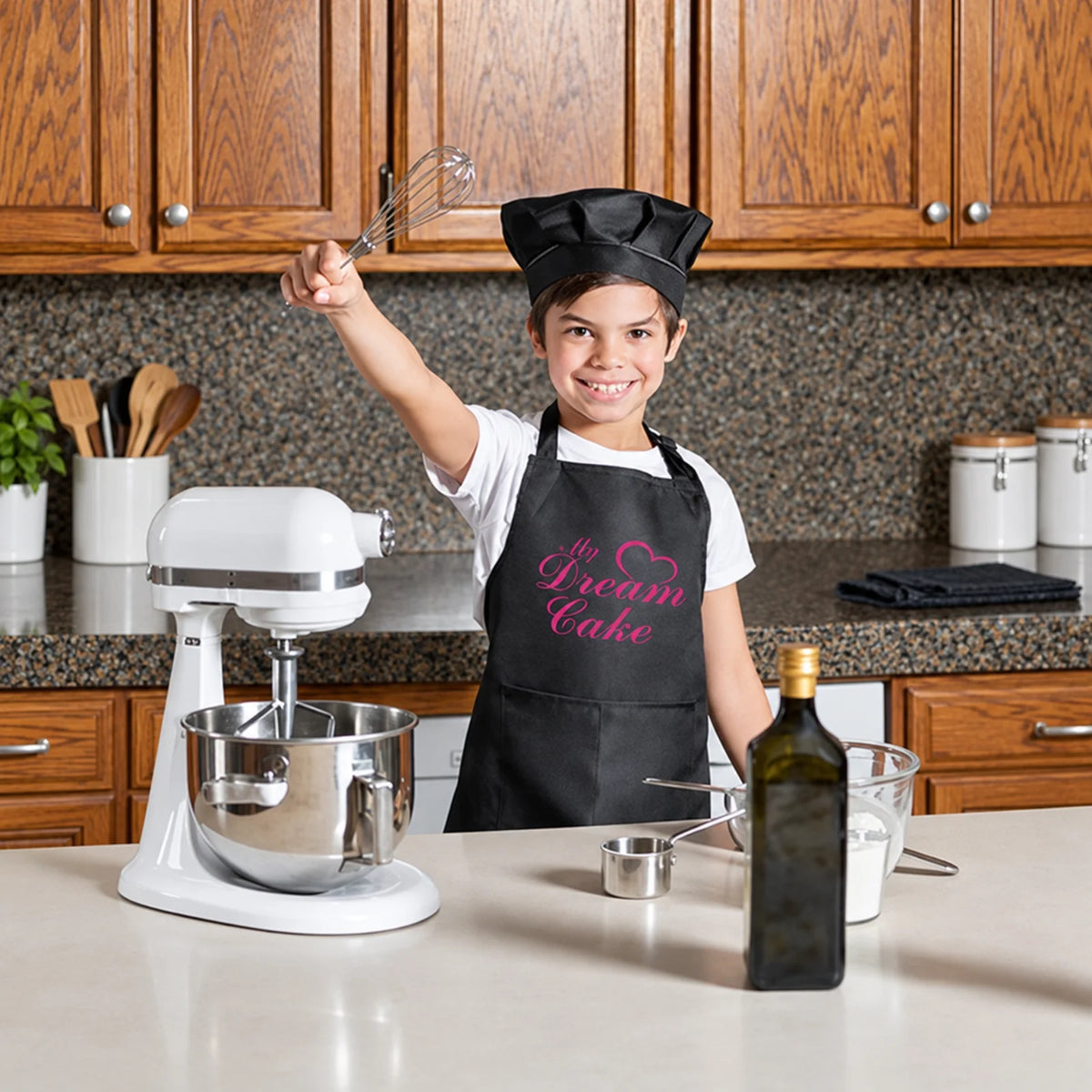Black Kids Apron with Pocket - My Dream Cake