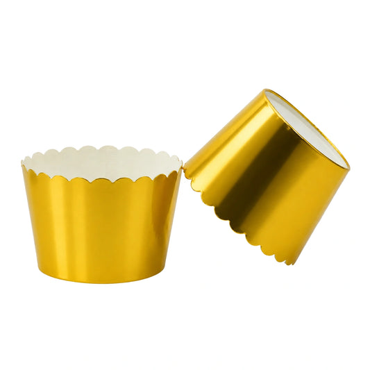 Gold Scalloped Baking Cups - Muffin Cupcake Cases (25 Pack) - Gateau Art
