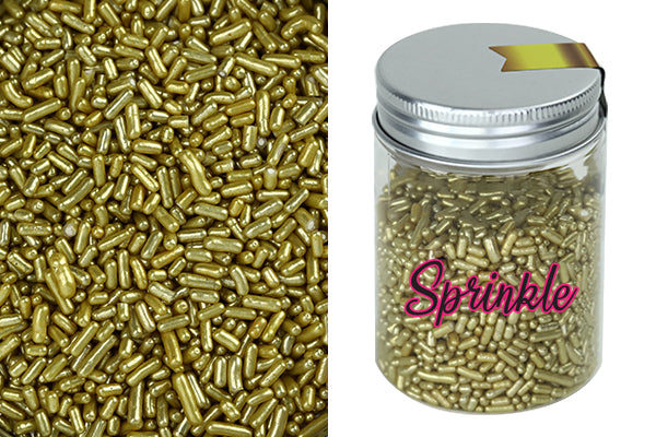 Metallic Gold Jimmies - Cake Toppings 100g - Gateau Art