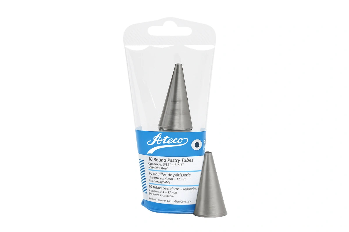 Round Pastry Tube Piping Tips Set-Buttercream Nozzle (10 Pack) - Ateco