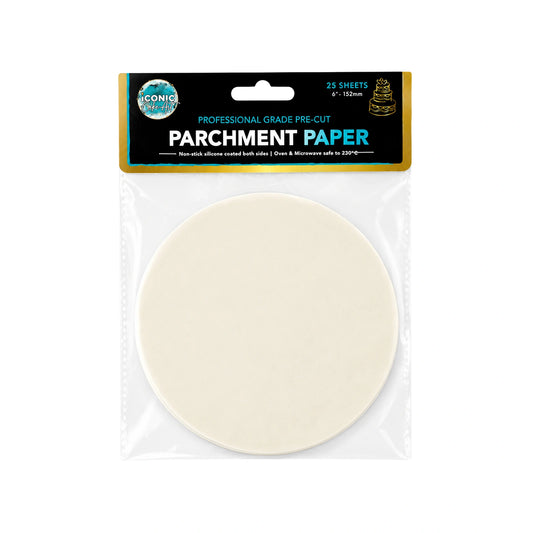 6 Inch - Pre-Cut Parchment Paper Round - 25 Sheets