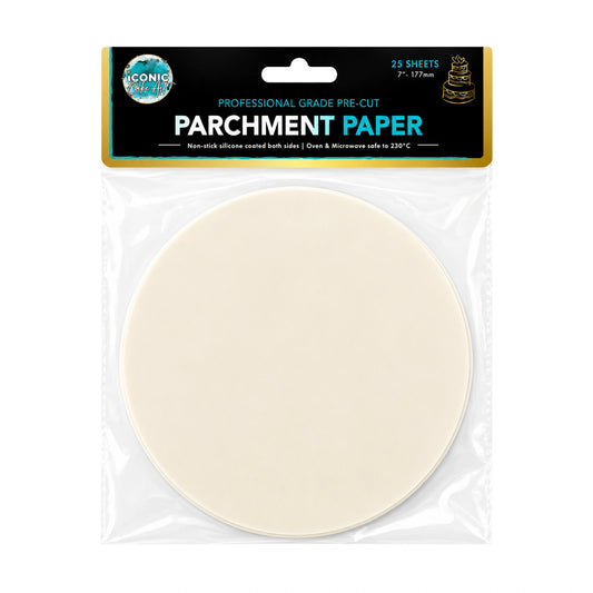 7 Inch - Pre-Cut Parchment Paper Round - 25 Sheets
