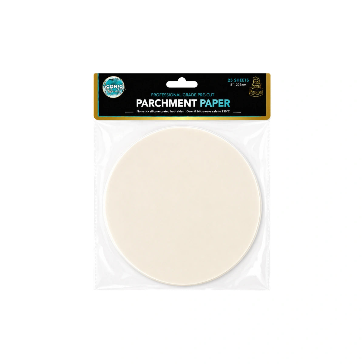 8 Inch - Pre-Cut Parchment Paper Round - 25 Sheets