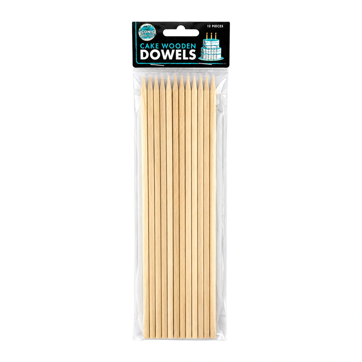 Wooden Dowel Rods - Cake Skewer Support (12 Pack) - Iconic Cake Art