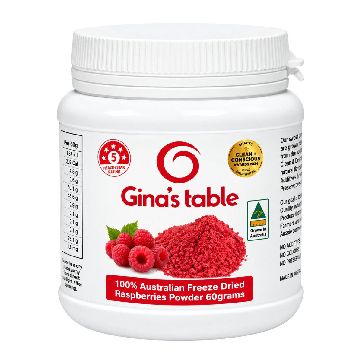 Raspberry Powder 60g - Ginas Table