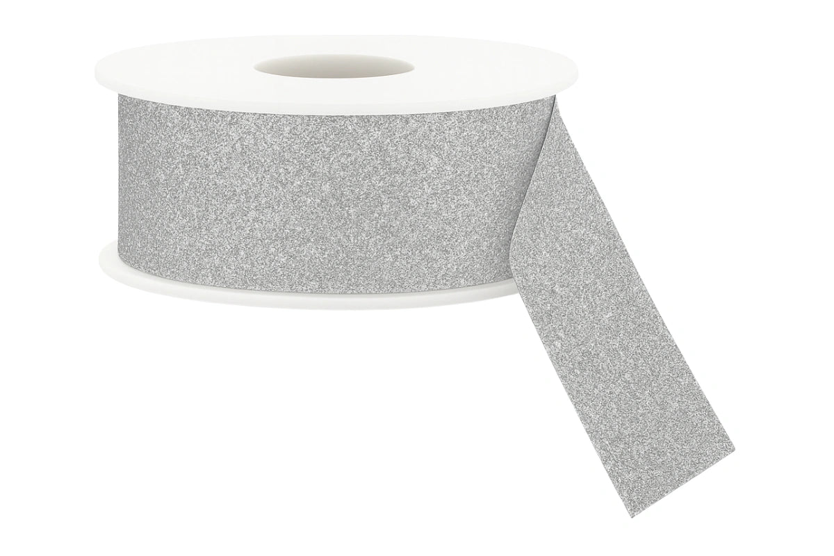Silver Glitter Ribbon - Sold Per Metre 38mm - My Dream Cake