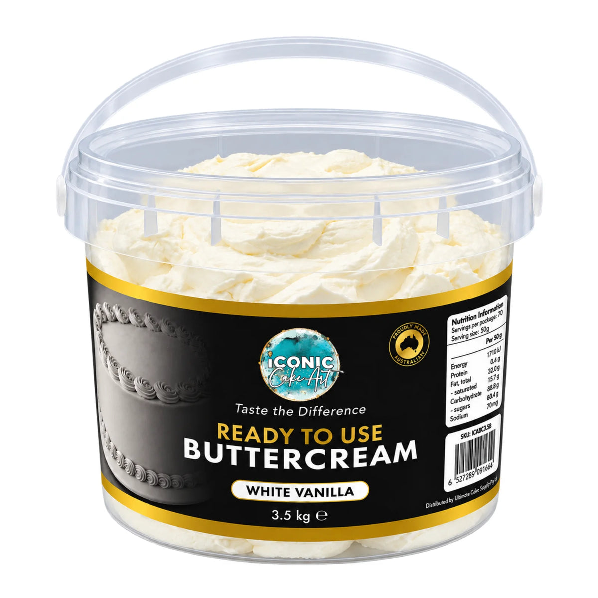 White Ready to Use Buttercream - Soft Frosting 3.5kg - Iconic Cake Art