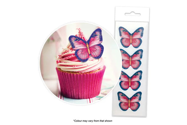 Purple Pink and Butterfly Wafer Toppers Packet Of16 - BSC