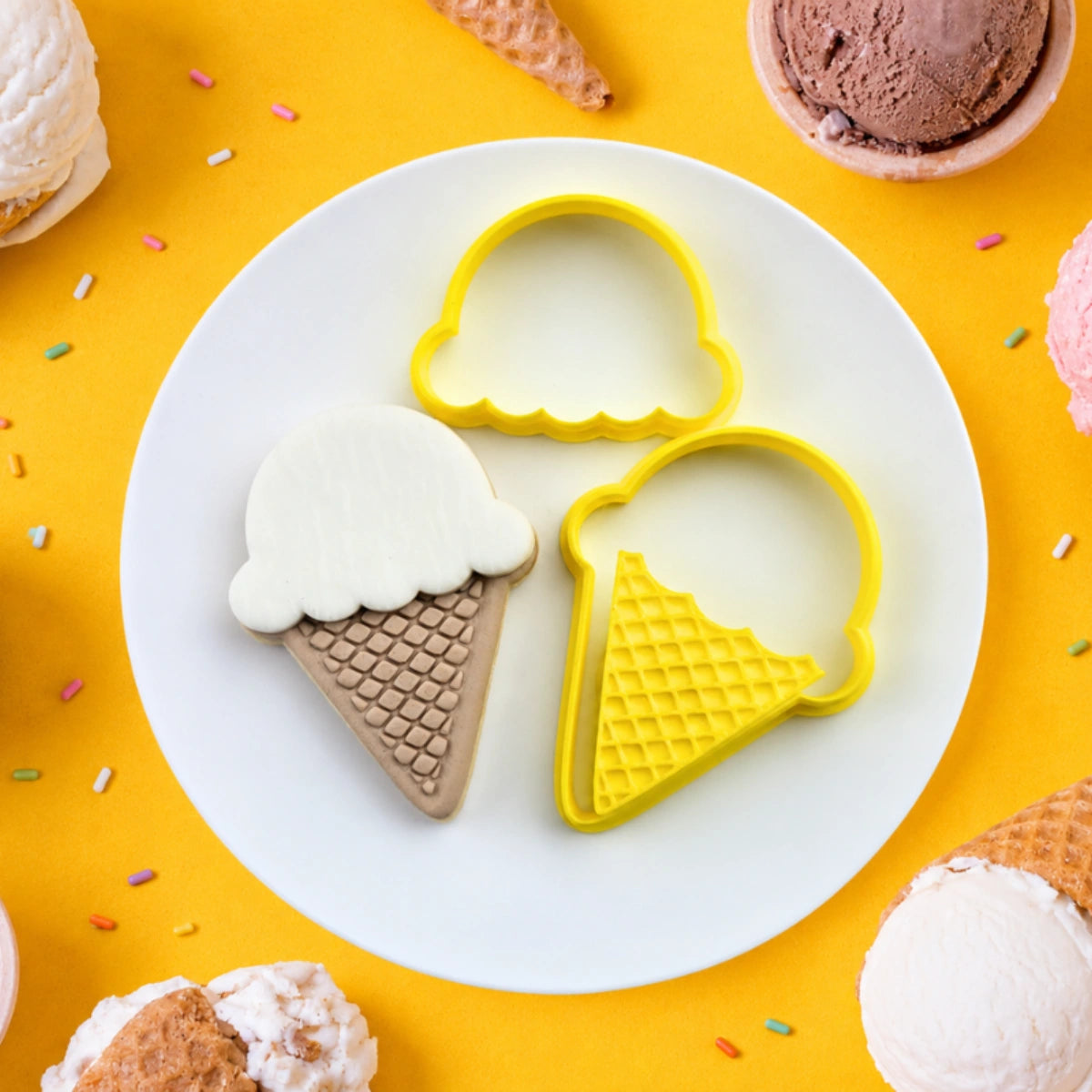 Cream Lce Cutter and Embosser Set - Custom Cookie Cutters
