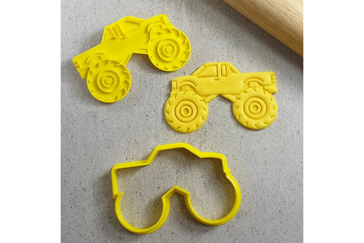 Monster Truck Embosser and Cutter Set - Custom Cookie Cutters