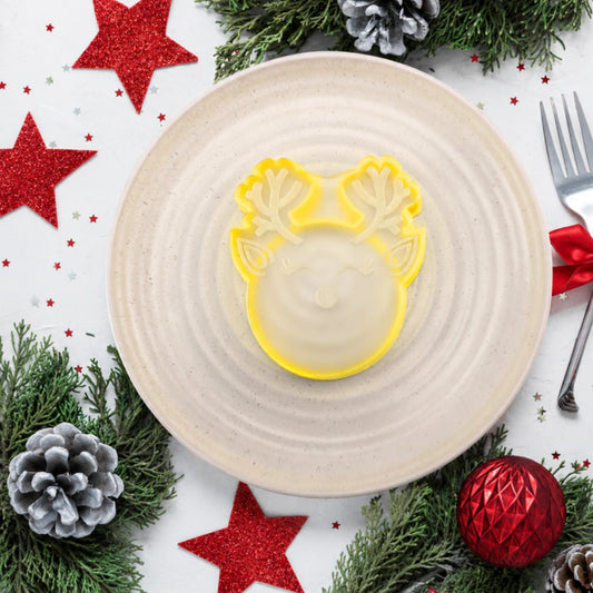 Rudolph Reindeer Debosser and Cutter Set - Custom Cookie Cutters