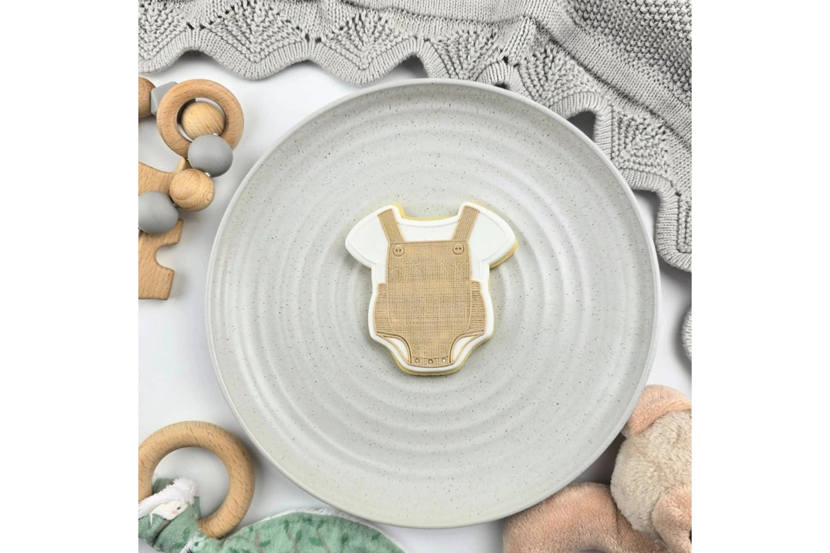 Baby Overalls Romper Debosser and Cutter Set - Custom Cookie Cutters
