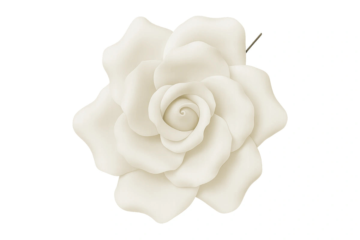 White Single Curled Rose Large - Sweet Sugar Flowers