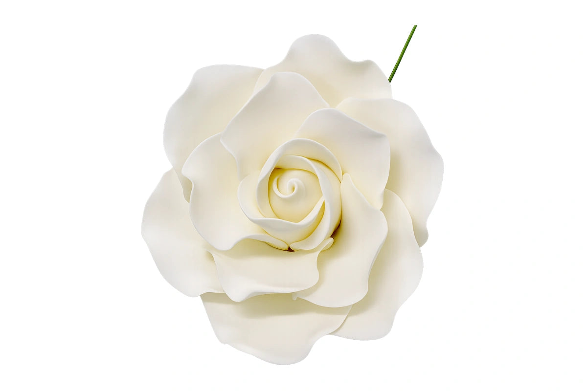 White Single Damask Rose Medium - Sweet Sugar Flowers