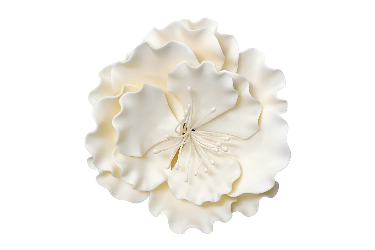 White Single Open Rose Medium in - Sweet Sugar Flowers