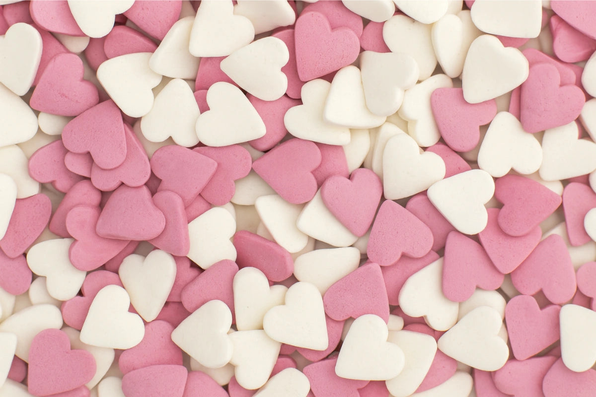 White Pink Hearts 1kg - Iconic Sprinkles