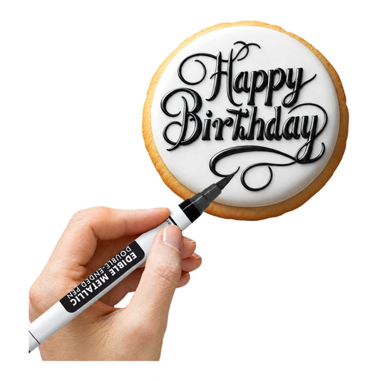 Black Edible Metallic Double Ended Pen - Iconic Cake Art