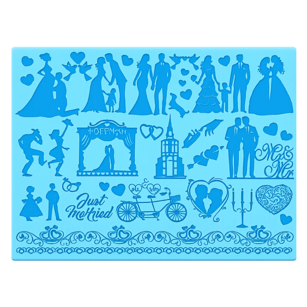 Wedding Silhouette 2 Cake Lace Mat - Silicone Mat