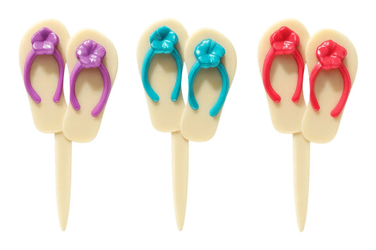 Summer Flip Flops Slippers Cupcake Picks (9 Pack) - Bakery Crafts