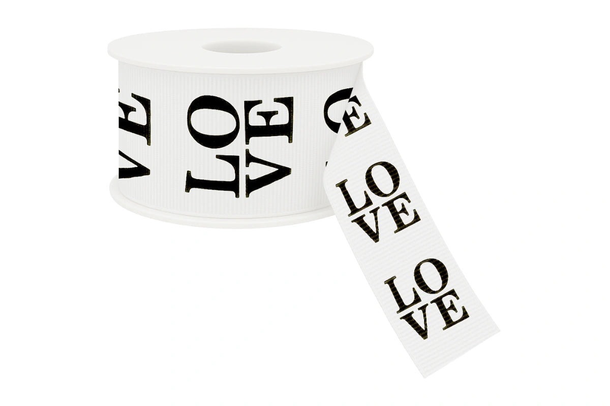 White Love Ribbon - Sold Per Meter - Grosgrain 25mm - My Dream Cake