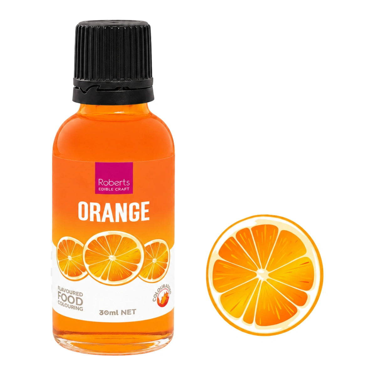 Orange Flavoured Food Colouring 30ml - Roberts Edible Craft