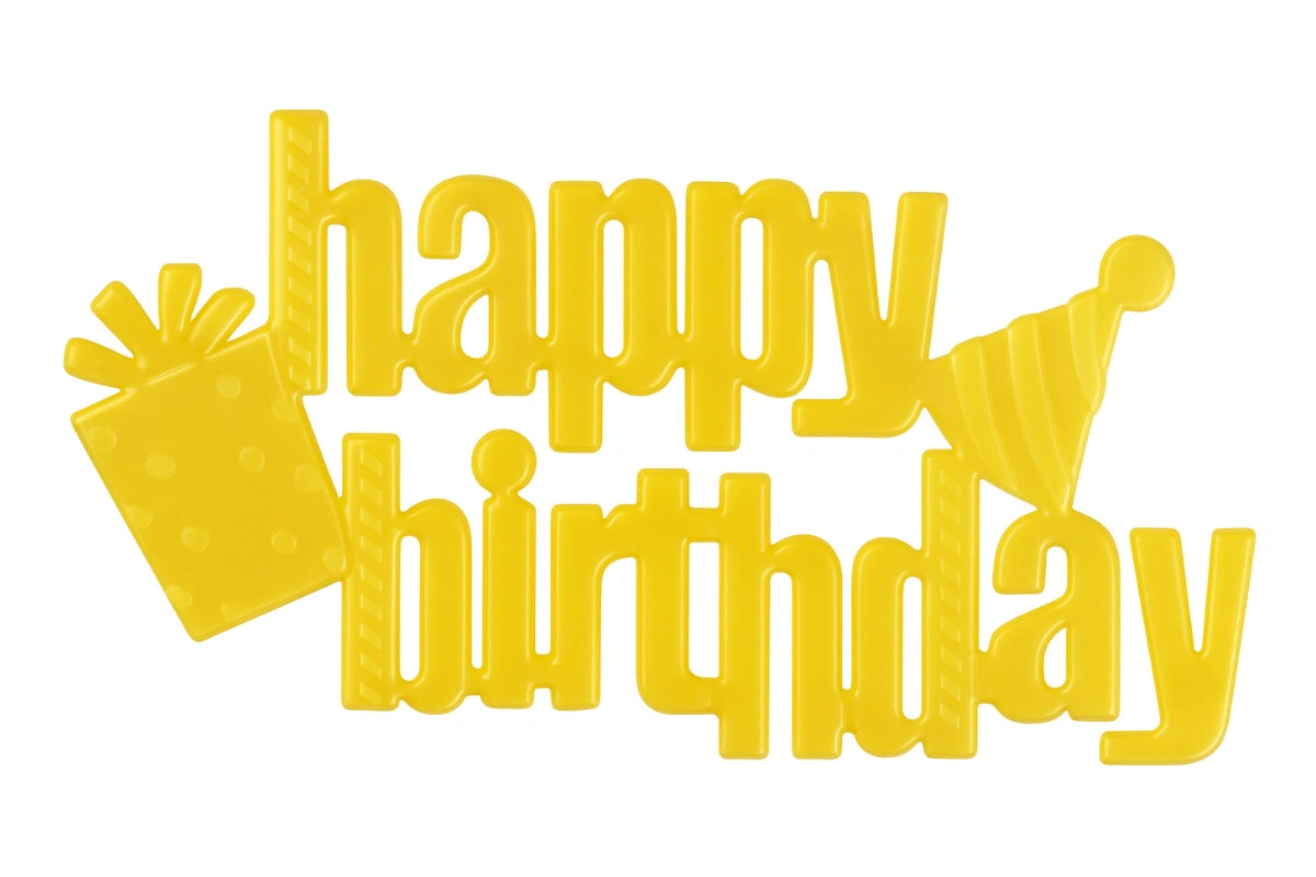 Yellow Happy Birthday Script Assortment Layon - Bakery Crafts