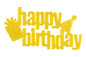 Yellow Happy Birthday Script Assortment Layon - Bakery Crafts
