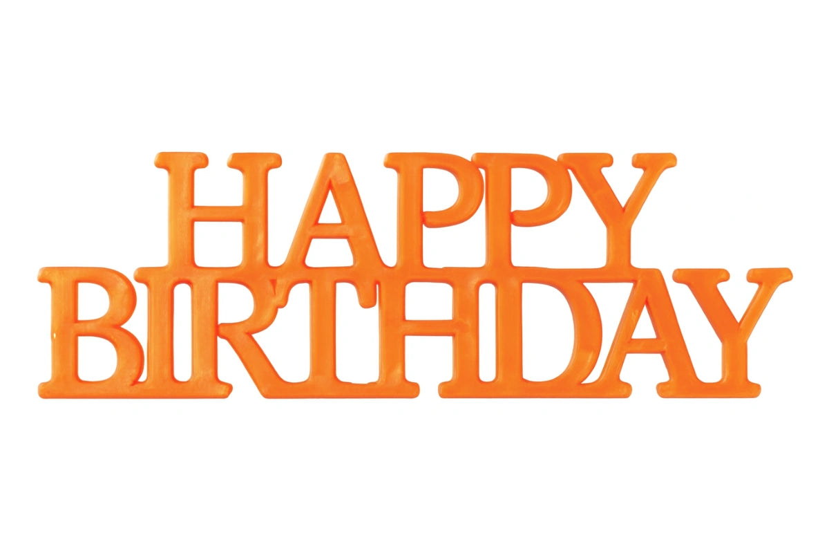 Orange Happy Birthday Script Assortment Layon - Bakery Crafts