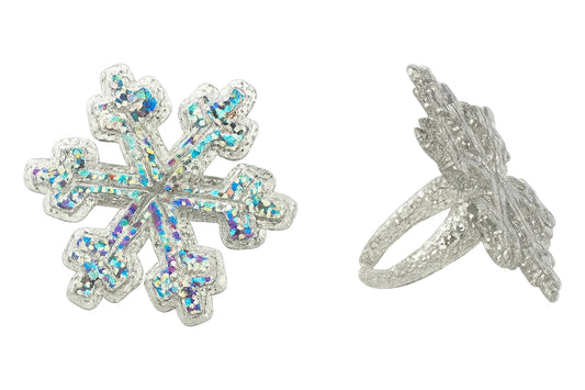 Holographic Glitter Snowflake Cupcake Rings - Bakery Crafts