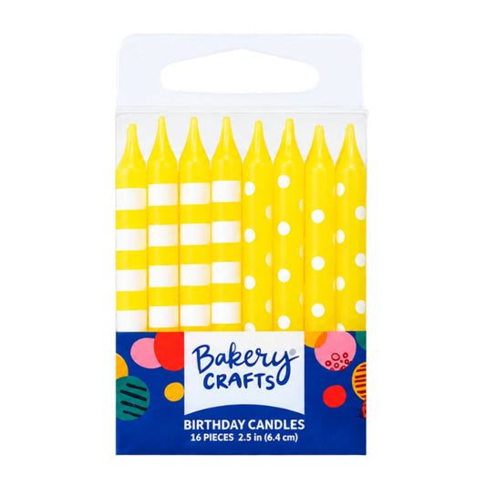 Yellow Stripes and Dots Specialty Candles - Bakery Crafts