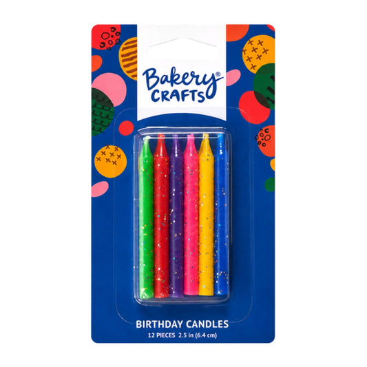 Glitter Assortment Smooth and Spiral Candles - Bakery Crafts