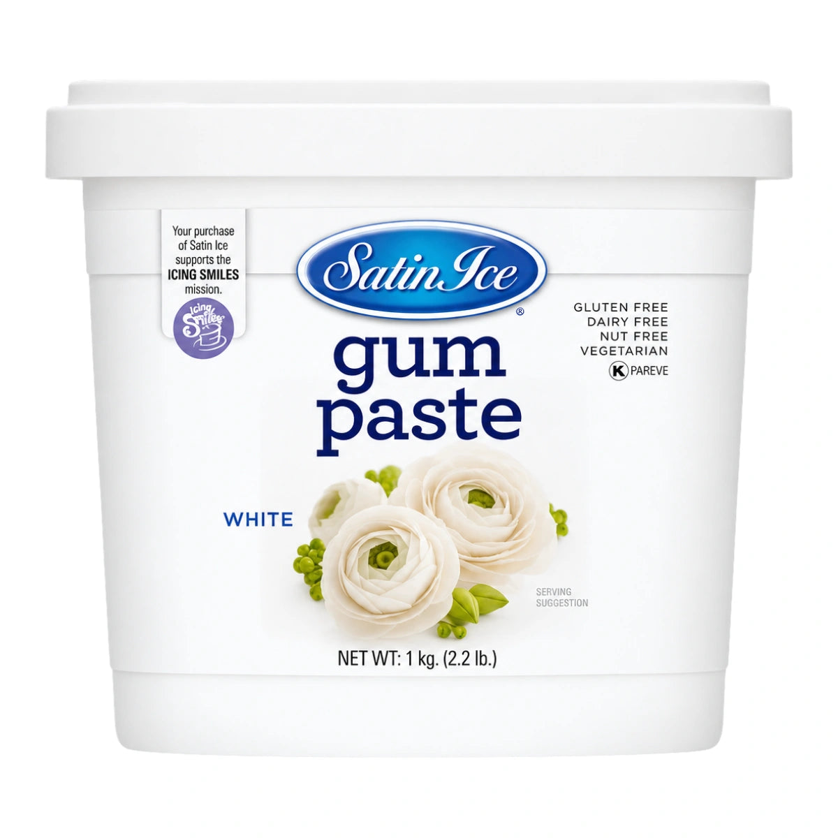 White 2lb Pail Gum Paste - Satin Ice