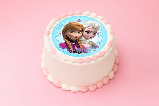 Disney Frozen Round Anna Elsa Edible Icing Image 16cm - BSC
