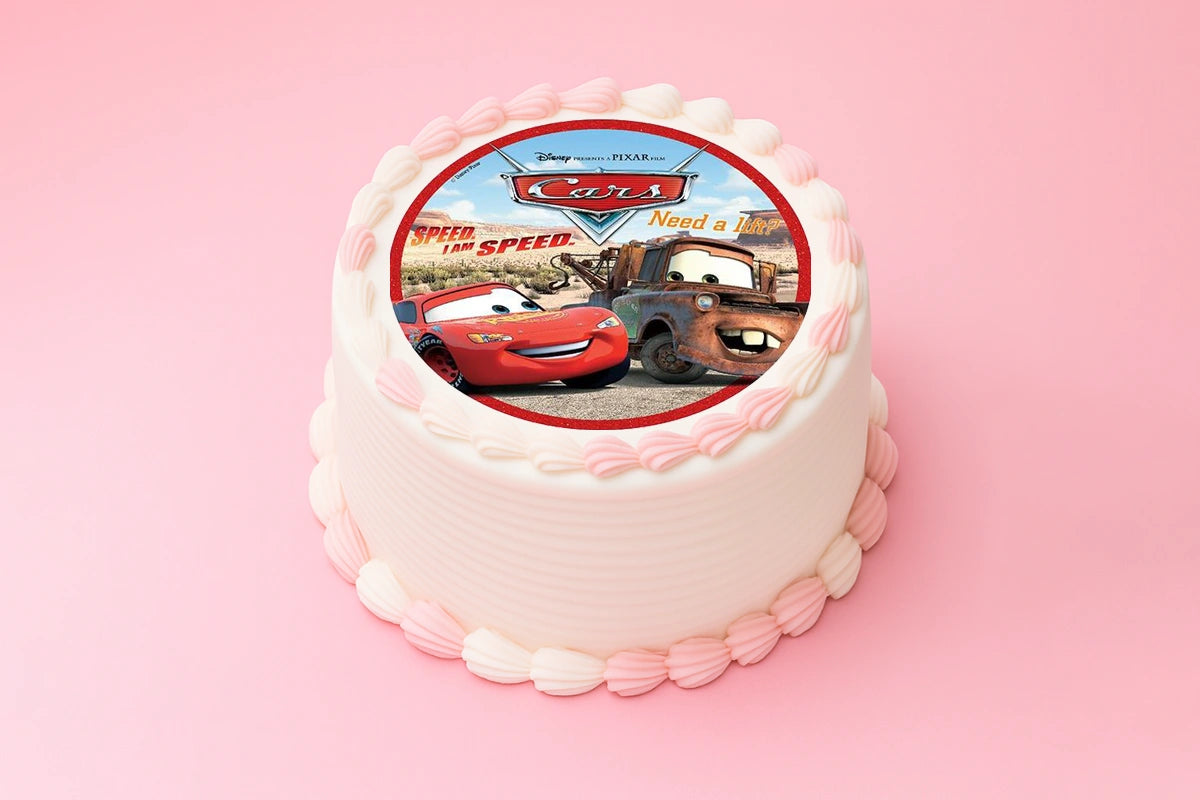 Disney Cars Tow and Lightning Mcqueen Round Edible Icing Image 16cm - BSC