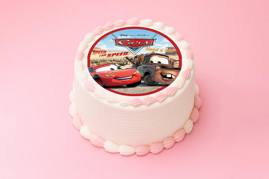 Disney Cars Tow and Lightning Mcqueen Round Edible Icing Image 16cm - BSC