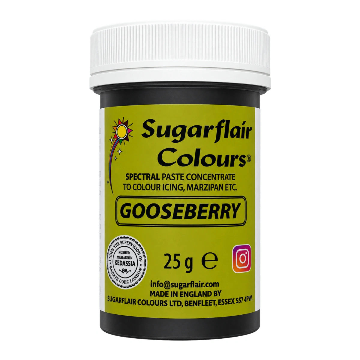 Gooseberry Spectral Paste - Fondant and Buttercream Colour 25g - Sugarflair