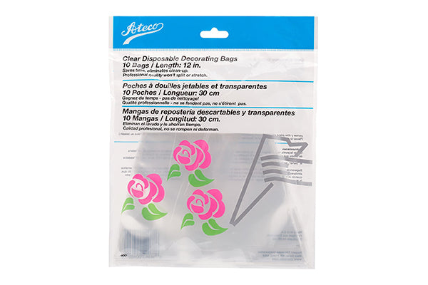 Ateco Clear Disposable Bags - 12 inch - 10 count