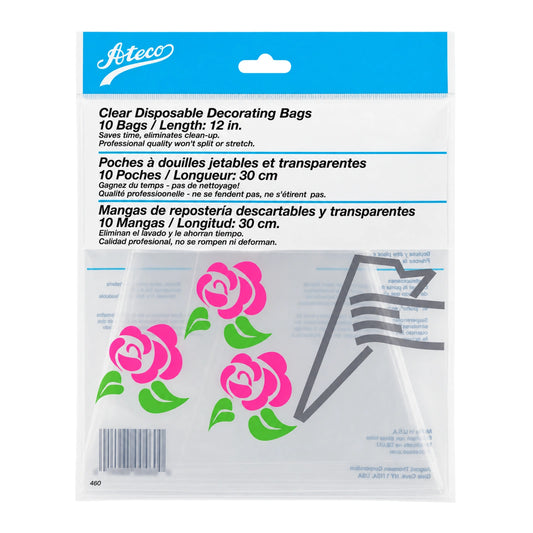 Clear 10 Count Disposable Bags 12 Inch - Ateco