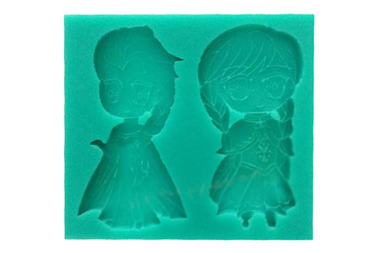 92mm x 82mm x 10mm Frozen Character - Elsa and Anna - Iconic Cake Art