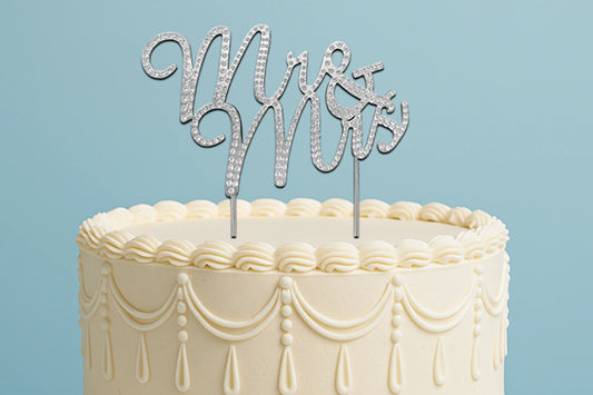 Diamante Mr and Mrs Topper 12cm - Iconic Cake Art