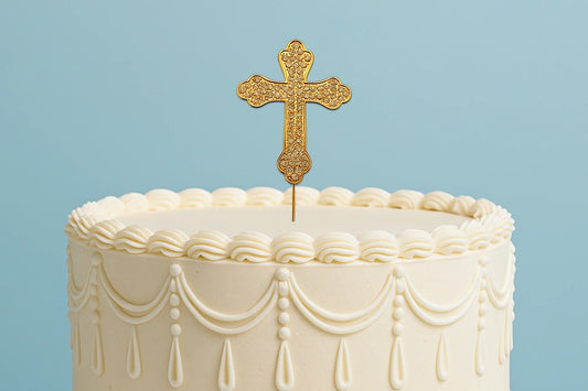 Gold Diamante Cross - Christening - Communion 7cm - Iconic Cake Art