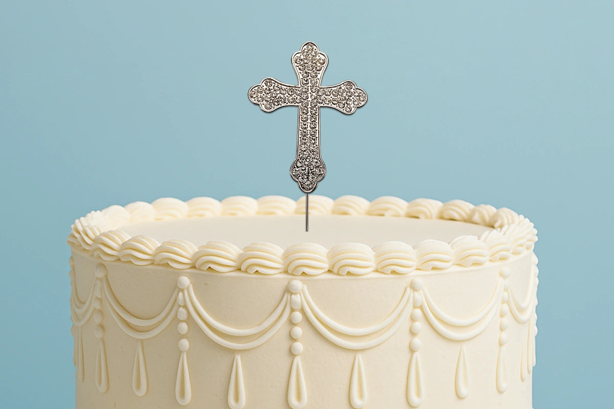 Diamante Cross - Christening - Communion 7cm - Iconic Cake Art
