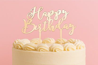 Rose Gold Happy Birthday - Cake Topper - Mirror - Iconic Cake Art