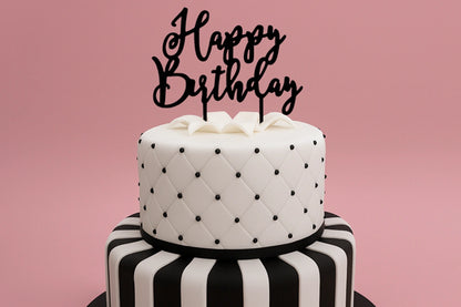 Black Happy Birthday - Cake Topper - Iconic Cake Art