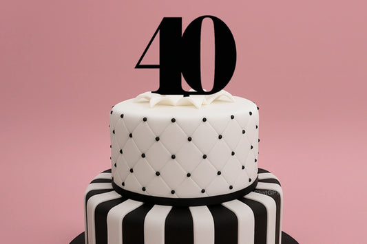 Black 40 Number Cake Topper - Anniversary Birthday - Iconic Cake Art
